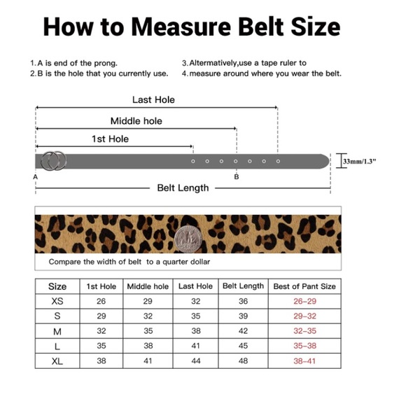 Leopard Print Genuine Leather Belt with Alloy Buckle - Picture 4 of 6